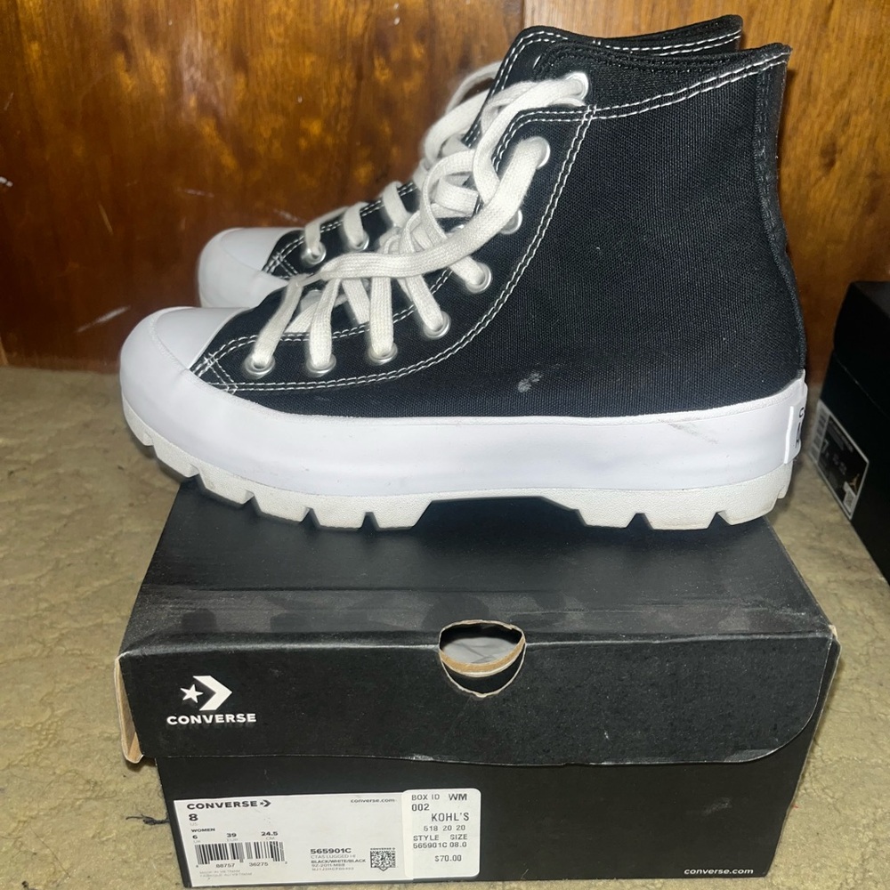 Converse Black and White High-Top Shoes